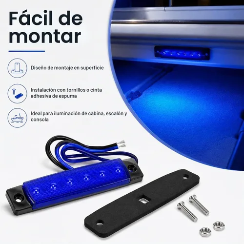 Vista 4 de Shangyuan Luces marinas: 6 luces interiores LED impermeables para yate, barco de pesca, kayak y más, 12 V