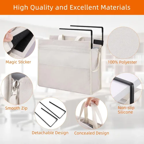Vista 3 de MASTLU Bolsa de almacenamiento para colgar debajo del escritorio, organizador de escritorio, bolsa de almacenamiento lateral de oficina, compatible