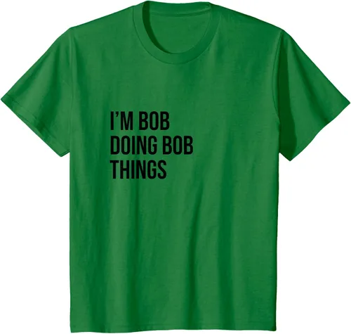 Vista 31 de Camiseta con texto en inglés "I'm Bob Doing Bob Things" Asfalto