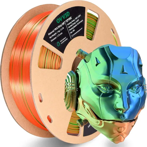 Vista 22 de OVV3D - Filamento PLA para impresora 3D de 8.82 oz x 4 bobinas, PLA Transparente Pla Multicolor