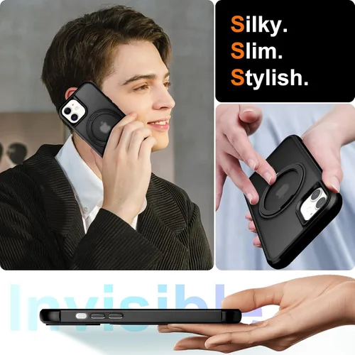 Vista 6 de UMIONE - Funda con diseño de anillo magnético giratorio de 360° para iPhone 11, soporte de bucle invisible integrado, compatible con Magsafe, funda