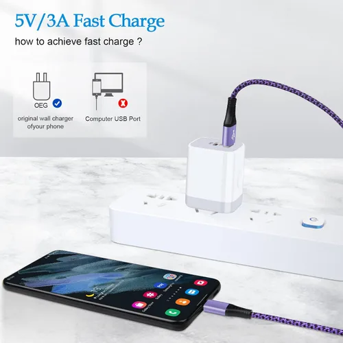 Vista 3 de Paquete de 2 cables USB tipo C de carga rápida para Google Pixel 6, cable de carga tipo C para Google Pixel 8 Pro/8/7a/7 Pro/6a/5a/4a/5; Samsung