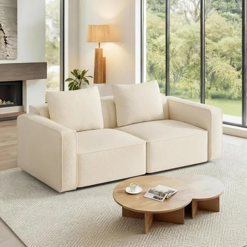 Vista 11 de Welzona Sofá modular de 132 pulgadas, sofá modular bloqueado, sofás con marco de madera para sala de estar, sofá en forma de U de 22 pulgadas