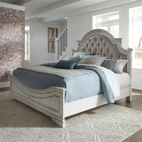 Vista 2 de Liberty Furniture Industries Magnolia Manor King - Cama tapizada, color blanco