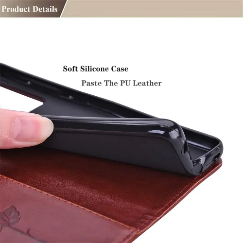 Vista 5 de CCSmall para Xiaomi Redmi Note 11 4G Wallet Flip Case w/Wrist Strap RS Marrón PU cuero 3D rosa flor relieve cubierta protectora con cierre