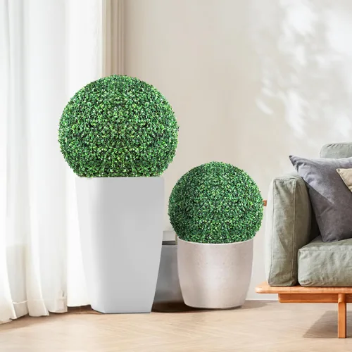Vista 2 de VEVOR 2 bolas artificiales de 16 pulgadas, bolas de boj de imitación de 4 capas, bolas decorativas de plantas sintéticas verdes para todo el año