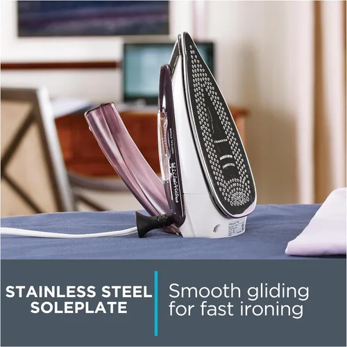 Vista 7 de Rowenta Plancha de Viaje, Plancha Compacta de Acero Inoxidable con Suela de Mano Vaporizadora para Ropa, 200 Orificios Microsteam, 1000 Vatios