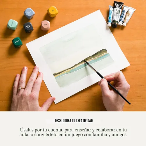Vista 5 de Two Tumbleweeds Dados de Arte - Juego de Dibujo y Pintura para Adultos, Artistas y Profesores - Juego de 9 Dados para Inspiración Creativa