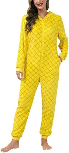Vista 2 de Clarisbelle Women's Animal Fruit Plush One Piece Pajama Halloween Cosplay Costume with Pocket