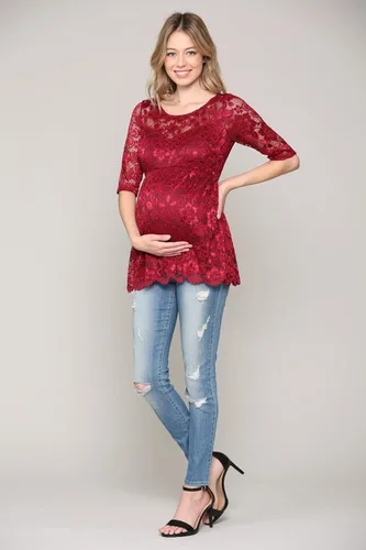 Vista 5 de HELLO MIZ Blusa de maternidad de encaje floral para mujer