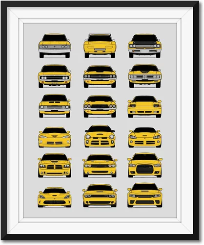 Vista 12 de Custom Car Posters Handmade Poster compatible with Dodge Evolution Print Wall Art Décor Best of Dodge Generations- Multi, 8x10 Metallic Print