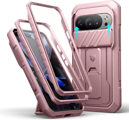 Vista 36 de Dexnor Funda para Google Pixel 9 Pro XL con cubierta deslizante para cámara y protector de pantalla integrado y soporte de alta resistencia, funda
