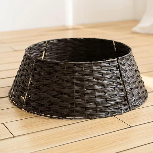 Vista 4 de Falda de cuello para árbol de Navidad, hecha a mano, mimbre artificial, soporte de mimbre para árbol de Navidad, base de árbol de Navidad, anillo