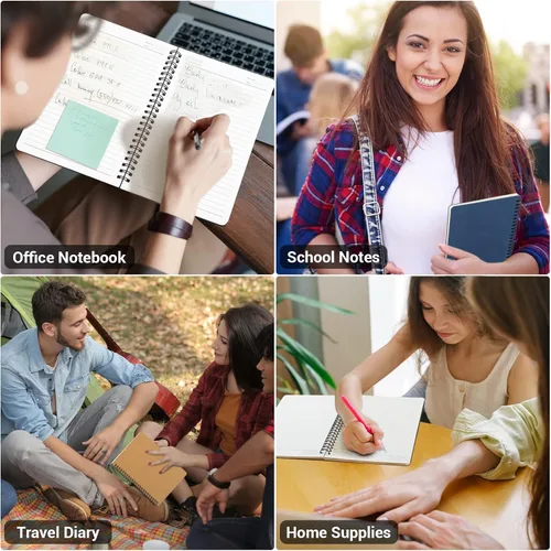 Vista 5 de EUSOAR - Cuaderno rayado A5 con espiral, para escritura, viajes, notas, diario, bocetos, para estudiantes, oficina, negocios, tapa de 3