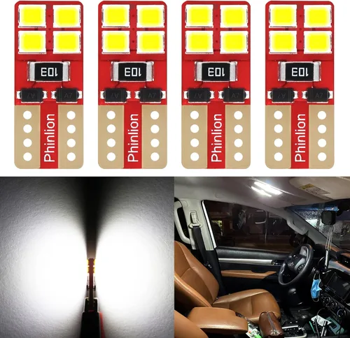 Vista 9 de PHINLION 12V T10 168 194 Bombillas LED amarillas ámbar, súper brillantes, miniatura 2835 8-SMD, cuña 12961 12396 para luces interiores de coche