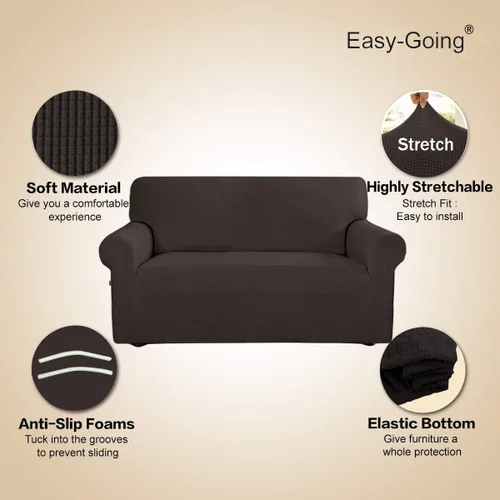 Vista 263 de Easy-Going - Funda elástica sobredimensionada para sofá, 1 pieza, protector muebles, suave, parte inferior elástica, para niños, tela jacquard