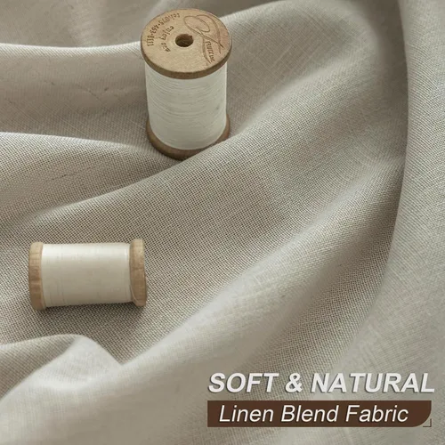 Vista 2 de Cortinas extra largas con pliegues de lino taupe beige de 132 pulgadas de largo para sala de estar con techo alto, dormitorio, cortinas de ventana