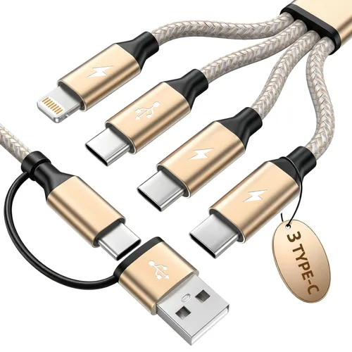 Vista 12 de Travel Vacation Essentials 3IN1 USB C Multi Charging Cable, 2Pack 4FT Negro