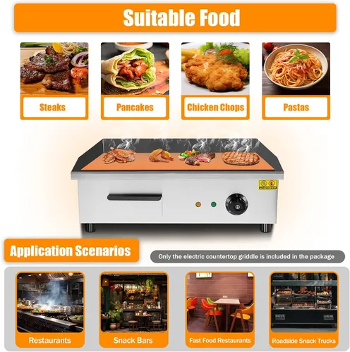 Vista 9 de Plancha eléctrica antiadherente de 3000 W, parrilla termostática de doble control de 572 °F/572.0 °F con disyuntor de sobrecarga, parrilla