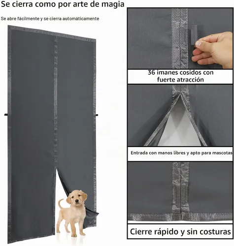 Vista 5 de Cortina de puerta aislada térmica magnética reforzada, tela en capas más gruesa