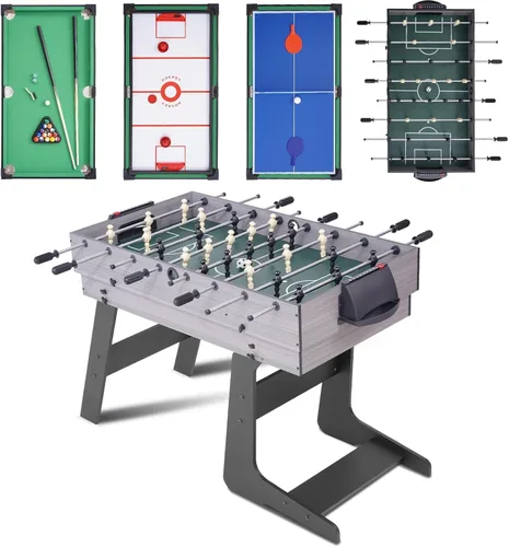 Vista 8 de RAYKEEP Foldable Multi Game Table, 4-in-1 Combo Game Table Set with Ping Pong, Hockey, Pool Billiards and Foosball for Adults, Home, Game Room