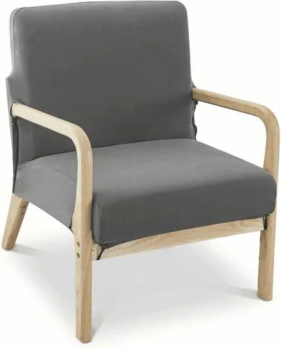 Vista 13 de Deisy Dee Funda para silla moderna de mediados de siglo impresa, Fundas elásticas para sillón de lectura, fundas tapizadas para sillas de sala Negro