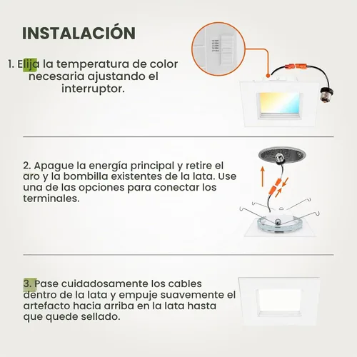 Vista 8 de ASD Luces LED Empotradas Cuadradas Blancas de 6 Pulgadas Retrofit - 12W 1050LM 2700/3000/3500/4000/5000K Seleccionable Regulable LED Downlight Blanco