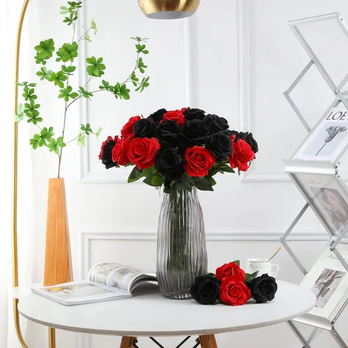 Vista 3 de Tifuly Rosas artificiales – 12 piezas de rosas artificiales realistas de tallo largo, rosas de seda estilo Mashup para ramos de bricolaje, centros