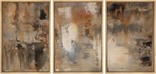 Vista 97 de SIGNWIN Lienzo enmarcado para pared, juego de arte abstracto de serenidad costera, ilustraciones abstractas junto al mar, arte moderno, decorativo