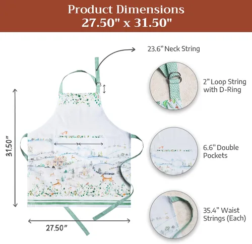 Vista 837 de Maison d' Hermine Delantales para mujer con bolsillo, 100% algodón (27.50 x 31.50 pulgadas)