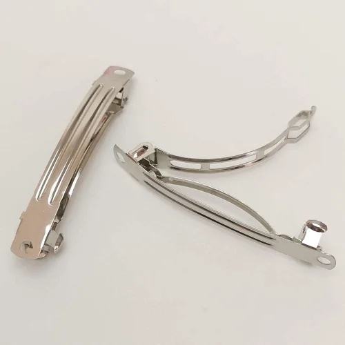 Vista 2 de Chenkou Craft 40 pinzas para el cabello de metal plateado con pasador francés para manualidades (3 1/8 pulgadas)