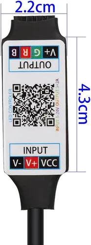 Vista 4 de DC 5V-24V Mini Bluetooth RGB Controller 6A para 3528 5050 COB LED Tira de luz Controlador inalámbrico de teléfono inteligente (negro)