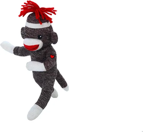 Vista 4 de Plushland Adorable mono calcetín de 8 pulgadas de alto, suave y realista, juguete de peluche de punto, para niños, bebés, adolescentes, niñas