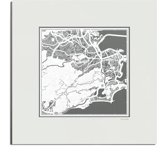 Vista 184 de O3 Design Studio San Diego, CA Paper Cut Map Matted Grey 20x20 in Paper Art