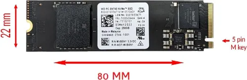 Vista 2 de OEM Western Digital PC SN740 256GB M.2 PCI-e GEN 4X4 NVME SSD Unidad de estado sólido interna de factor de forma 80mm 2280 Clave M