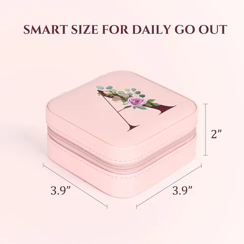 Vista 4 de Joyero pequeño con inicial, estuche organizador de joyas de viaje, estuche de joyería pequeño personalizado, estuche organizador de joyas, caja