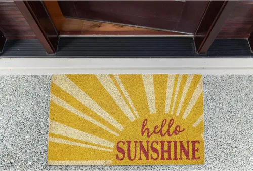 Vista 6 de DII Felpudo de fibra de coco natural, tapete decorativo de Hello Mat, 17x29, Hello Sunshine