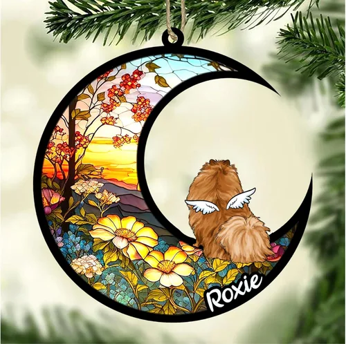 Vista 493 de LOVELYPOD Adorno de Navidad personalizado para perro Basset Hound (marrón) Basset Hound (marrón) adorno para atrapasoles de perro, razas de perros