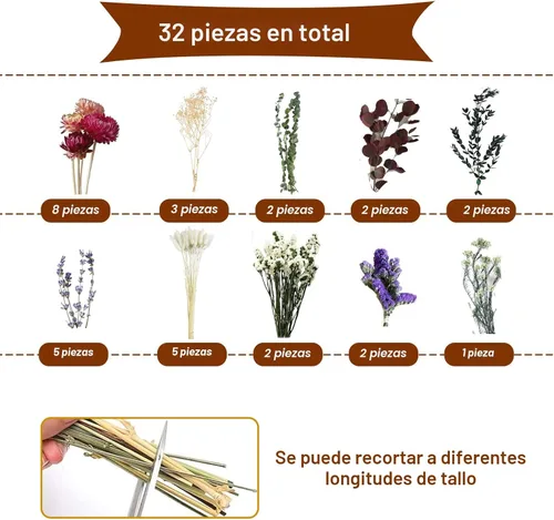 Vista 4 de Ramo de flores secas naturales, 17 pulgadas rústico bohemio para decoraciones de boda de otoño