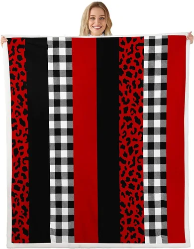 Vista 18 de Homewish Abstract Leopard Kids Throw Blanket,Cheetah Skin Wild Animals Bed Blanket for Girls Boys Women,Geometric Stripes Fashion Fleece