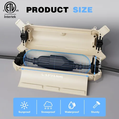 Vista 3 de Flemoon - Paquete de 3 fundas impermeables para cable de extensión para exteriores Small Electrical Connection Box for Straight Plug, Socket