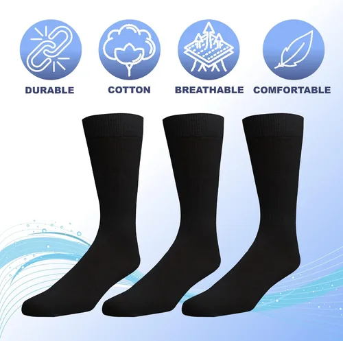 Vista 4 de EMEM Apparel Calcetines de vestir clásicos de punto de algodón acanalado suave para mujer, paquete de 5