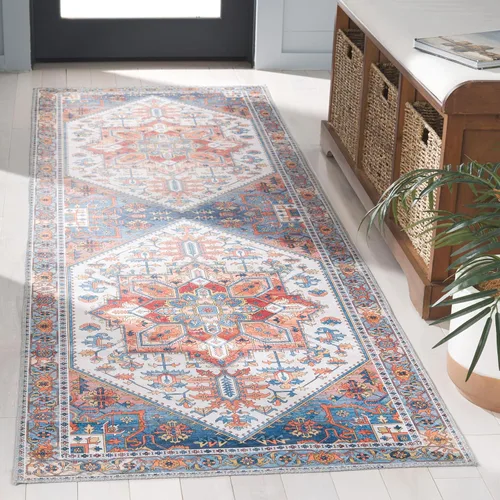 Vista 20 de SAFAVIEH Alfombra lavable Arizona Collection – 3 x 5 pies, marfil y al óxido, antideslizante y fácil de limpiar, ideal para sala de estar, entrada