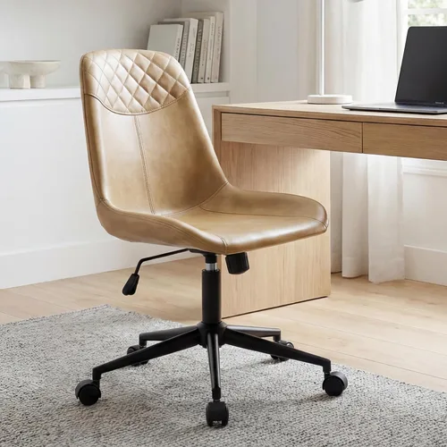 Vista 3 de DUHOME Silla de oficina moderna de cuero PU Silla de escritorio Silla giratoria para computadora Camel