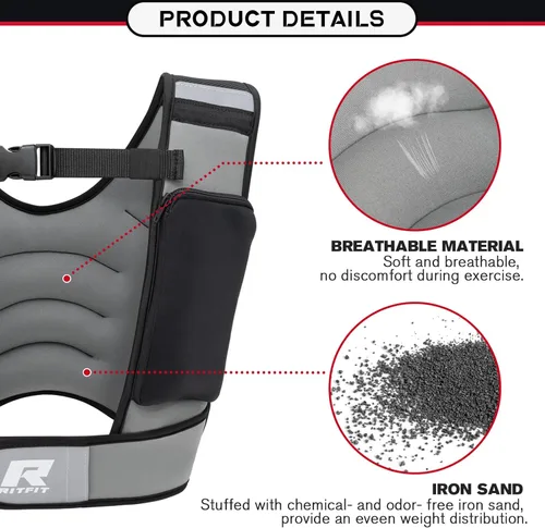 Vista 4 de RitFit Weighted Vest, 4lb/8lb/10lb/12lb/15lb/20lb Weight Vest with Reflective Stripes, Weight Vest Adjustable for Women and Men Workout, Strength