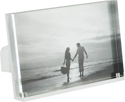 Vista 9 de TIZO Marco de fotos vertical Lucite de 4 x 4 pulgadas, duradero, 1 pulgada de grosor transparente y cierres magnéticos, elegante y práctico marco