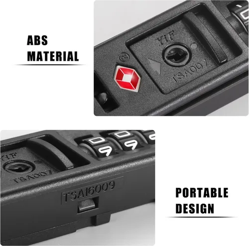Vista 4 de 2 cerraduras de equipaje con cremallera integradas T-S-A 007 con certificación TSA, adecuadas para PC, ABS, PP rígidas con cremallera, reemplazo