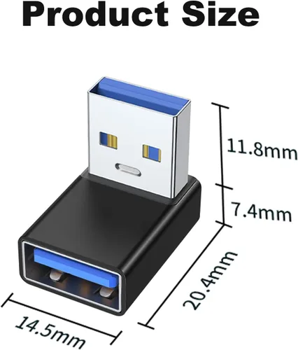 Vista 7 de AreMe Adaptador USB 3.0 de 90 grados, 2 unidades, ángulo hacia arriba