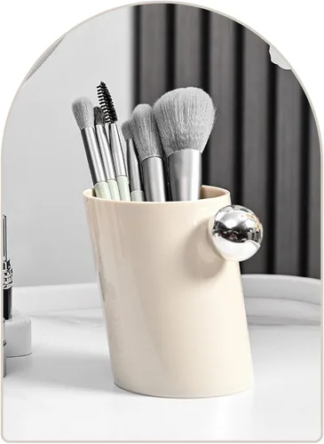 Vista 4 de Soporte para brochas de maquillaje, soporte para lápices de cejas, de plástico simple, multifuncional, ahorro de espacio, de fácil acceso