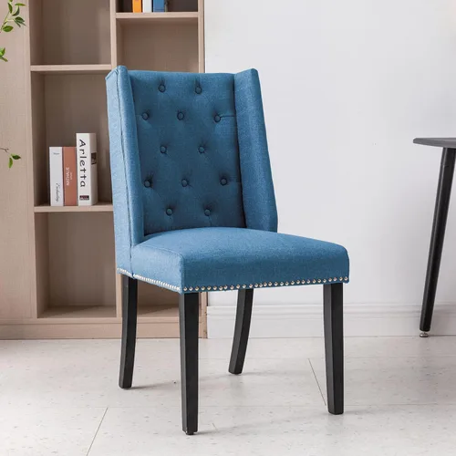 Vista 4 de FDW Juego de 2 sillas de comedor modernas con respaldo, sillas de comedor con retrasos de madera para cocina, comedor, sala de estar